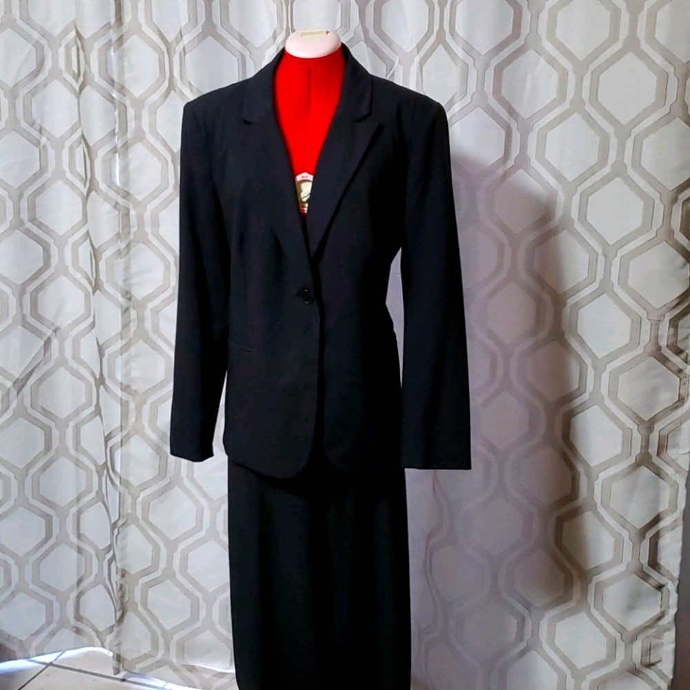 Liz Claiborne black pinstriped suit